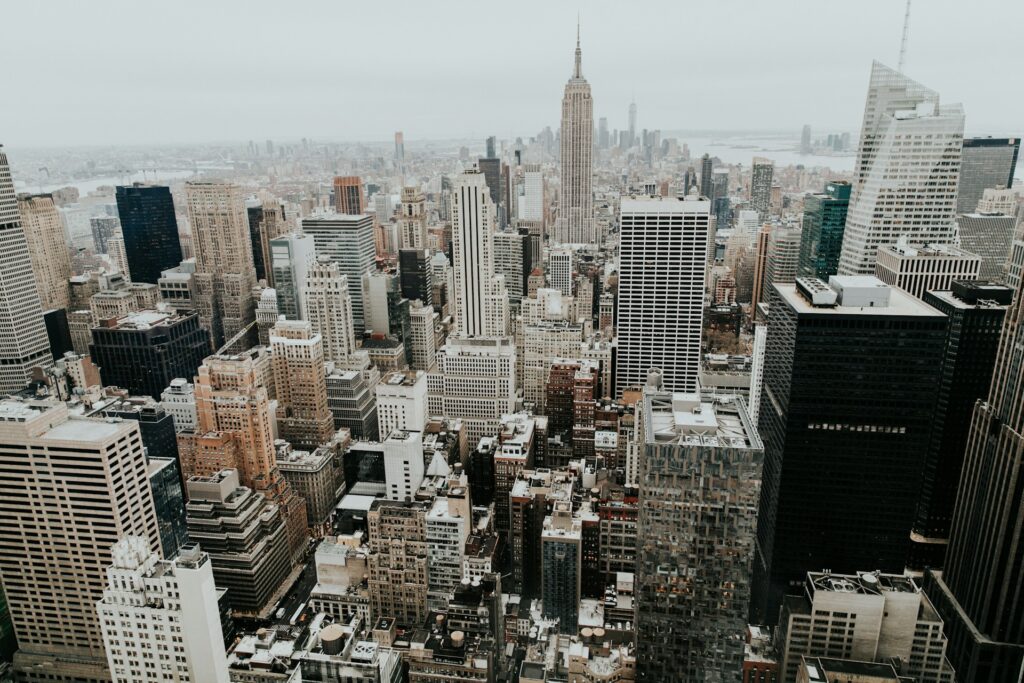 New York skyscrapers from above