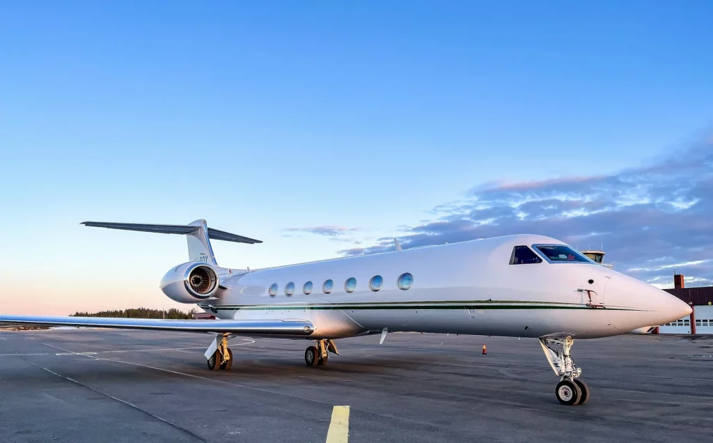 Private jet on a runway